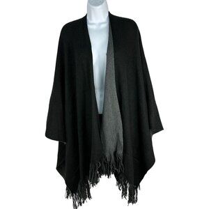 Sonoma Goods For Life Womens Fringe Poncho Black One-Size Cozy Lightweight Knit